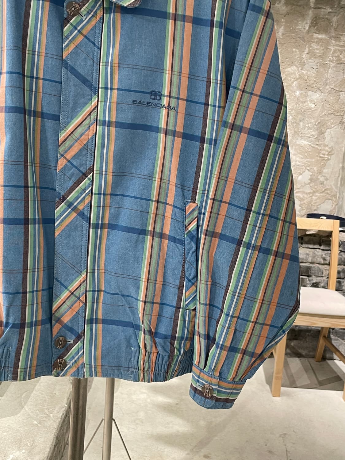 발렌시아가 90’s 스카이 블루 체크 블루종 씬 자켓 상품이미지5