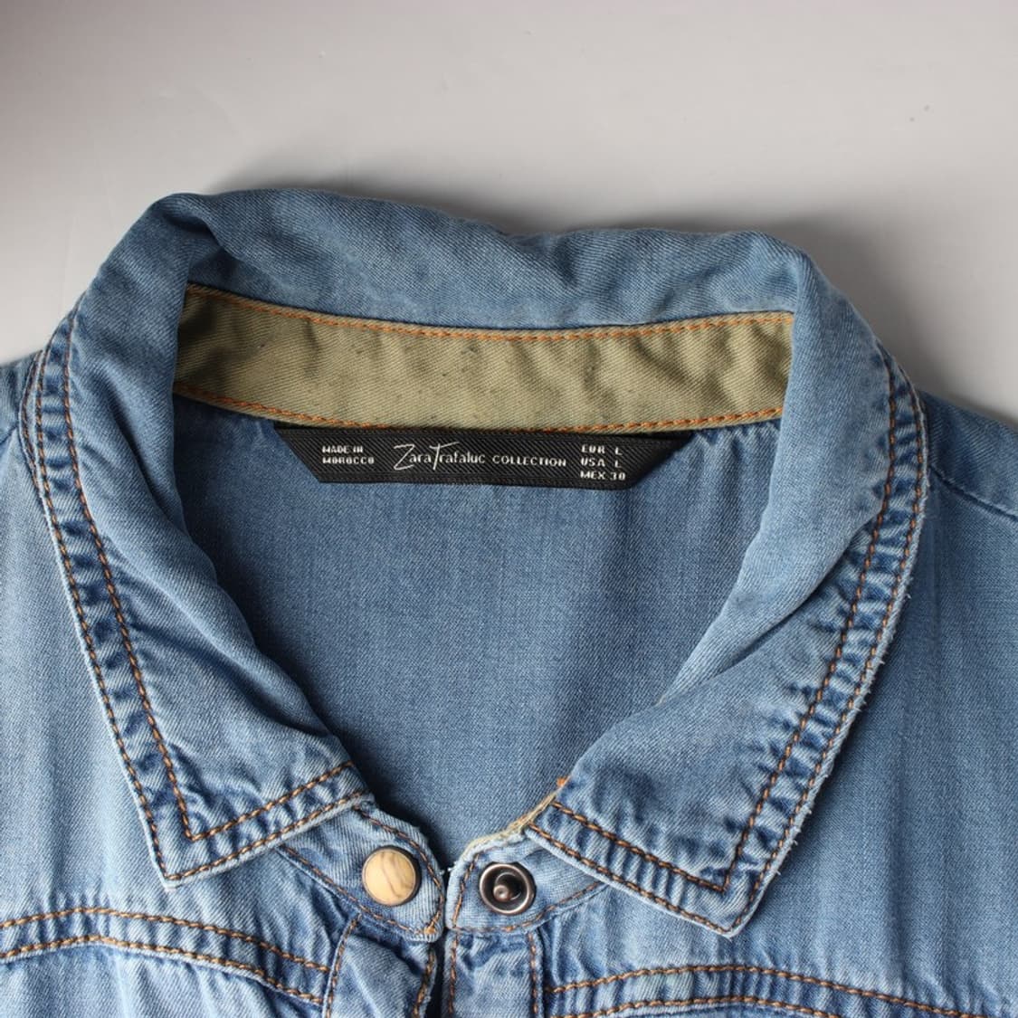 ZARA 워싱 디테일 리오셀 데님 셔츠 L 상품이미지5