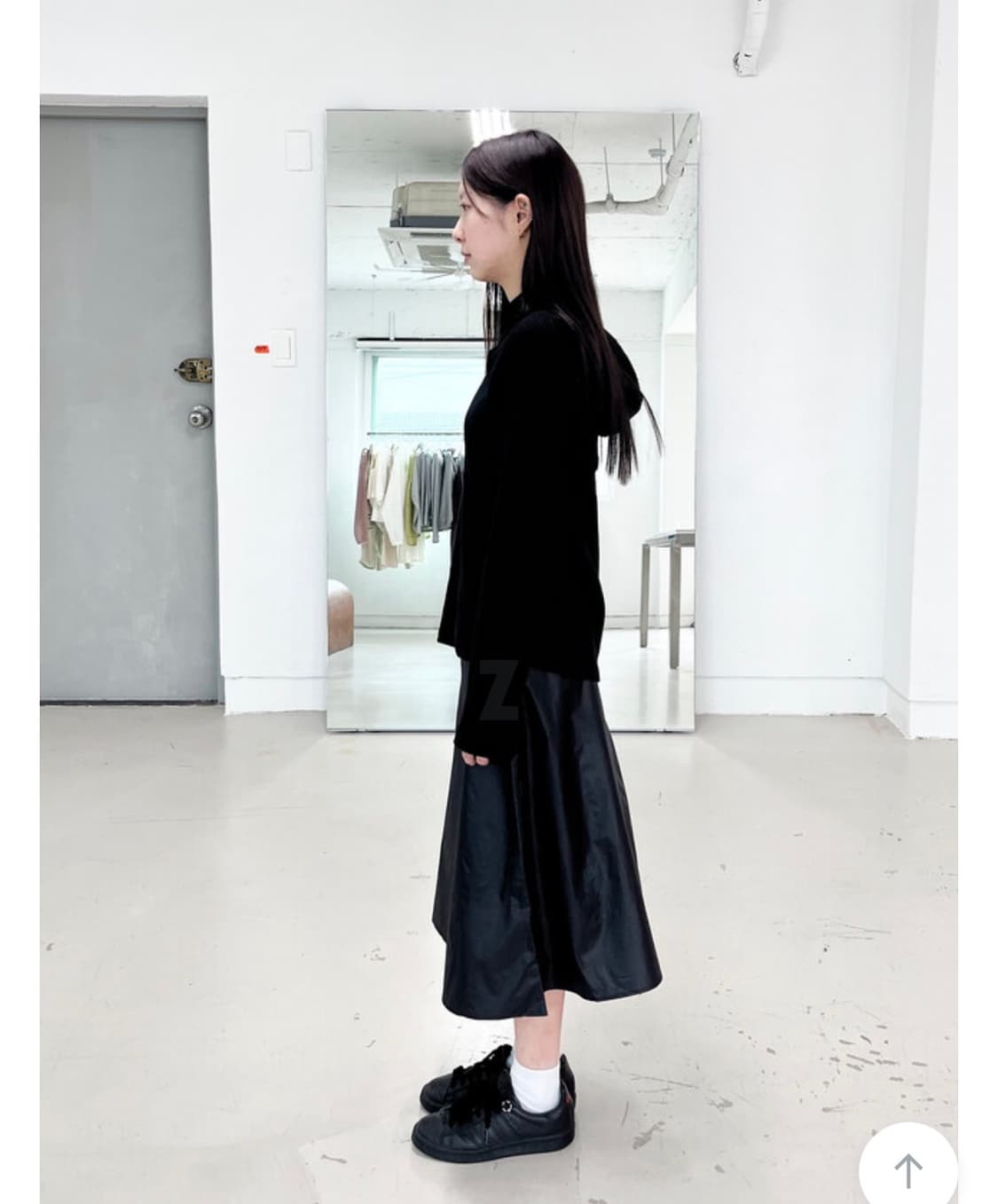 하이파이펑크 Rei Zipper 미디스커트 블랙 상품이미지1