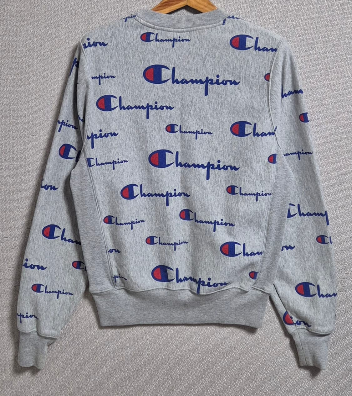 오버핏 S ) 챔피온 리버스위브 그레이 로고패턴 기모 맨투맨  상품이미지2