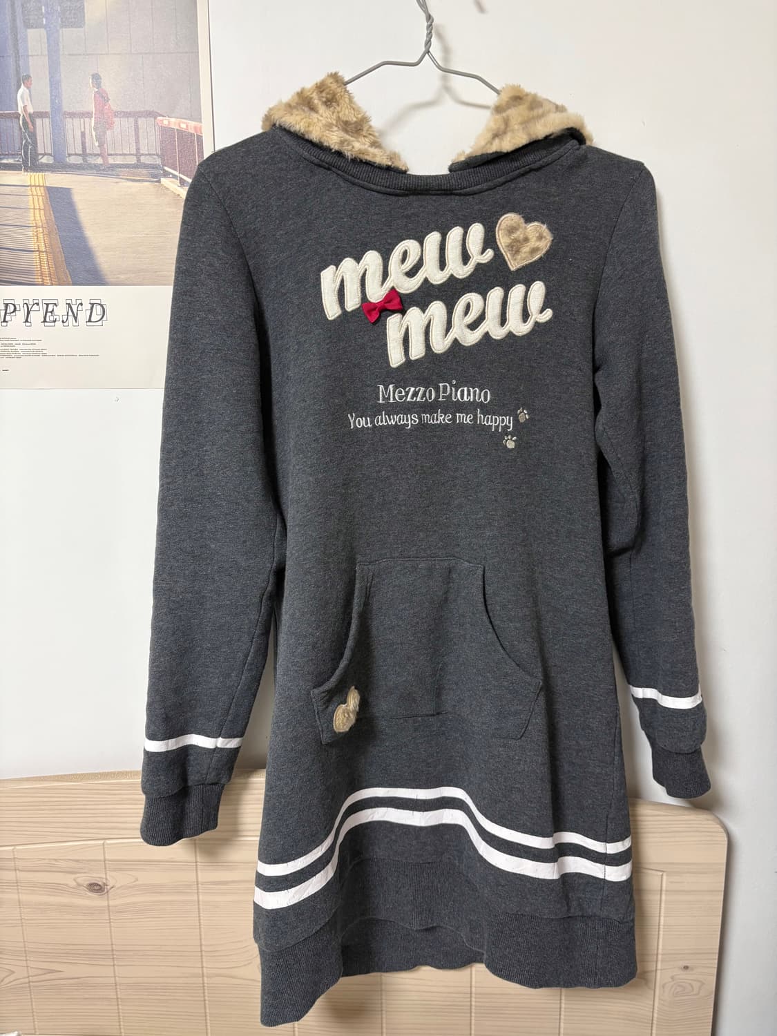 빈티지 메조피아노 갸루 호피 네코미미 퍼 후드원피스  상품이미지2