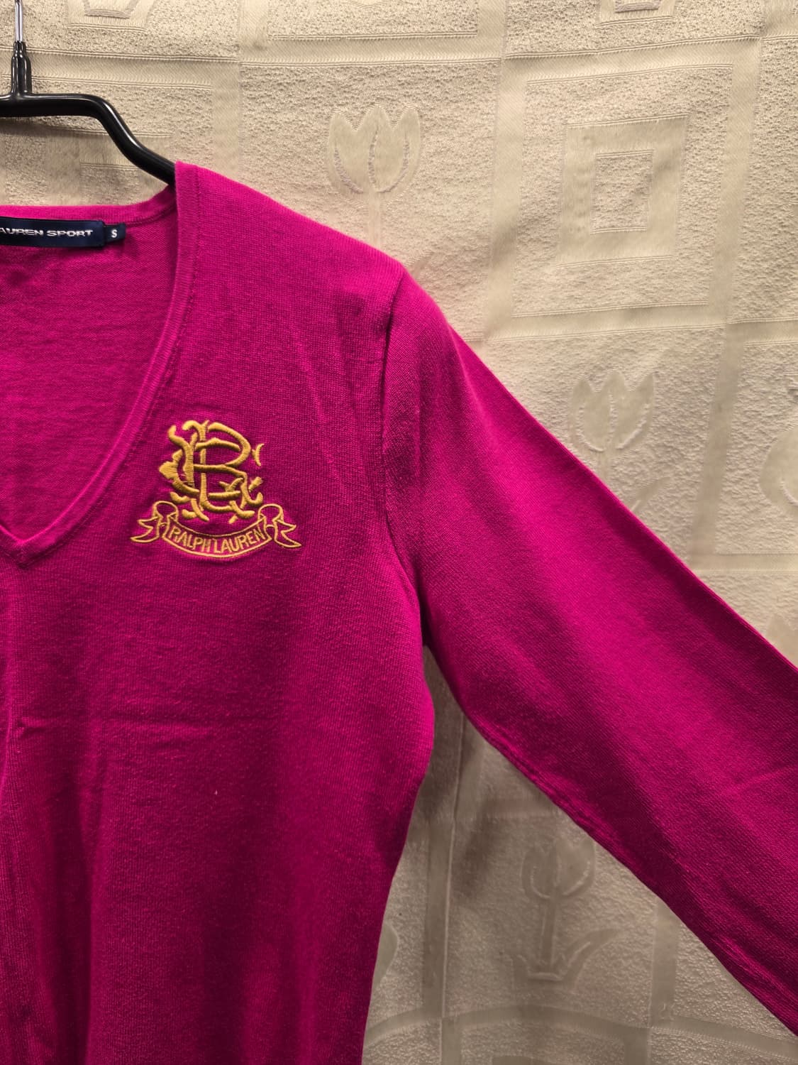 랄프로렌 스포츠 핑크 V넥 니트 티셔츠 S(55) 상품이미지3
