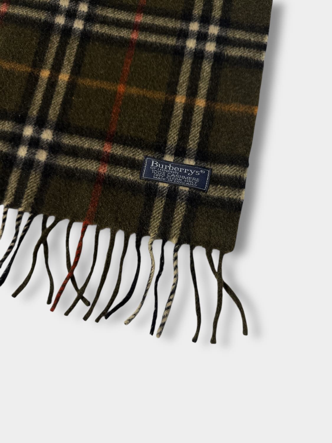 버버리 00‘s 카키 캐시미어 100% 노바체크 패턴 머플러 상품이미지5