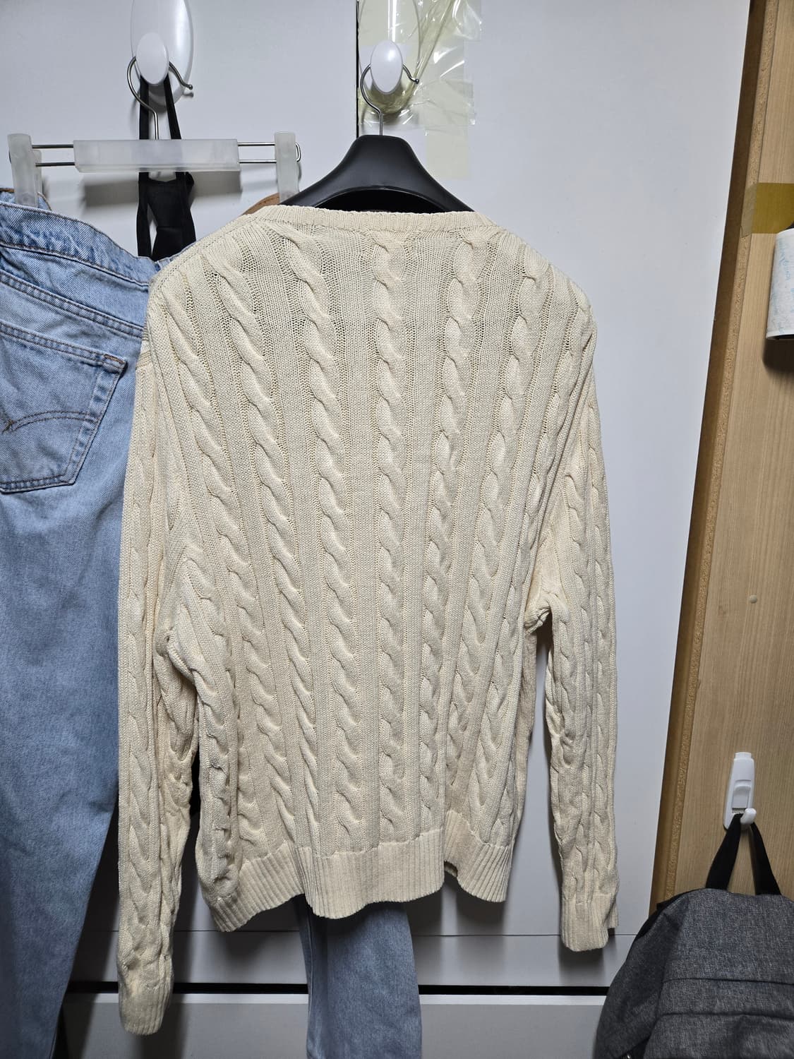 [QR 정품] 폴로 케이블 니트 스웨터 XXL 아이보리 꽈배기 2XL 상품이미지7