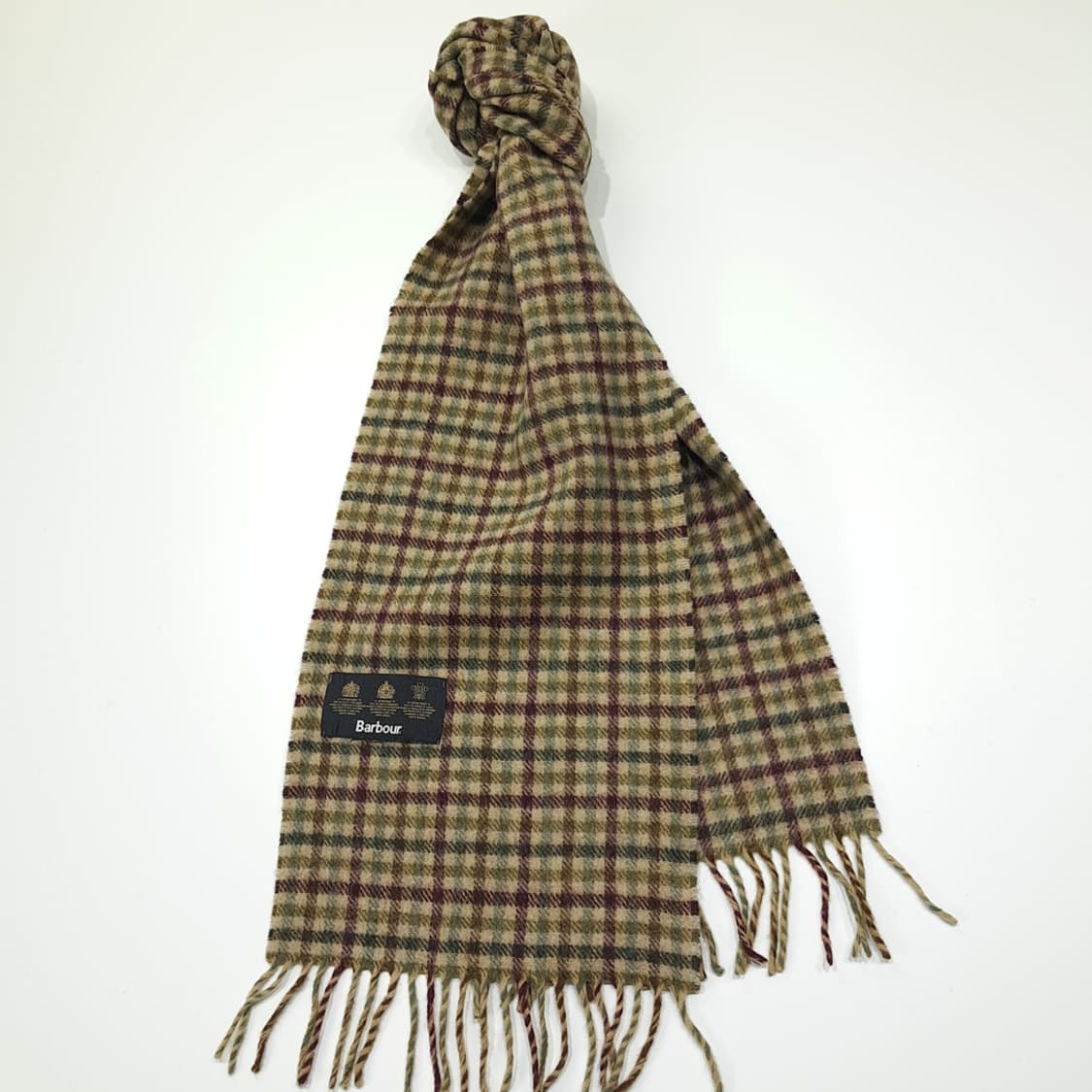 MX489 바버 90s 울 타탄체크 올리브 머플러 목도리 상품이미지2