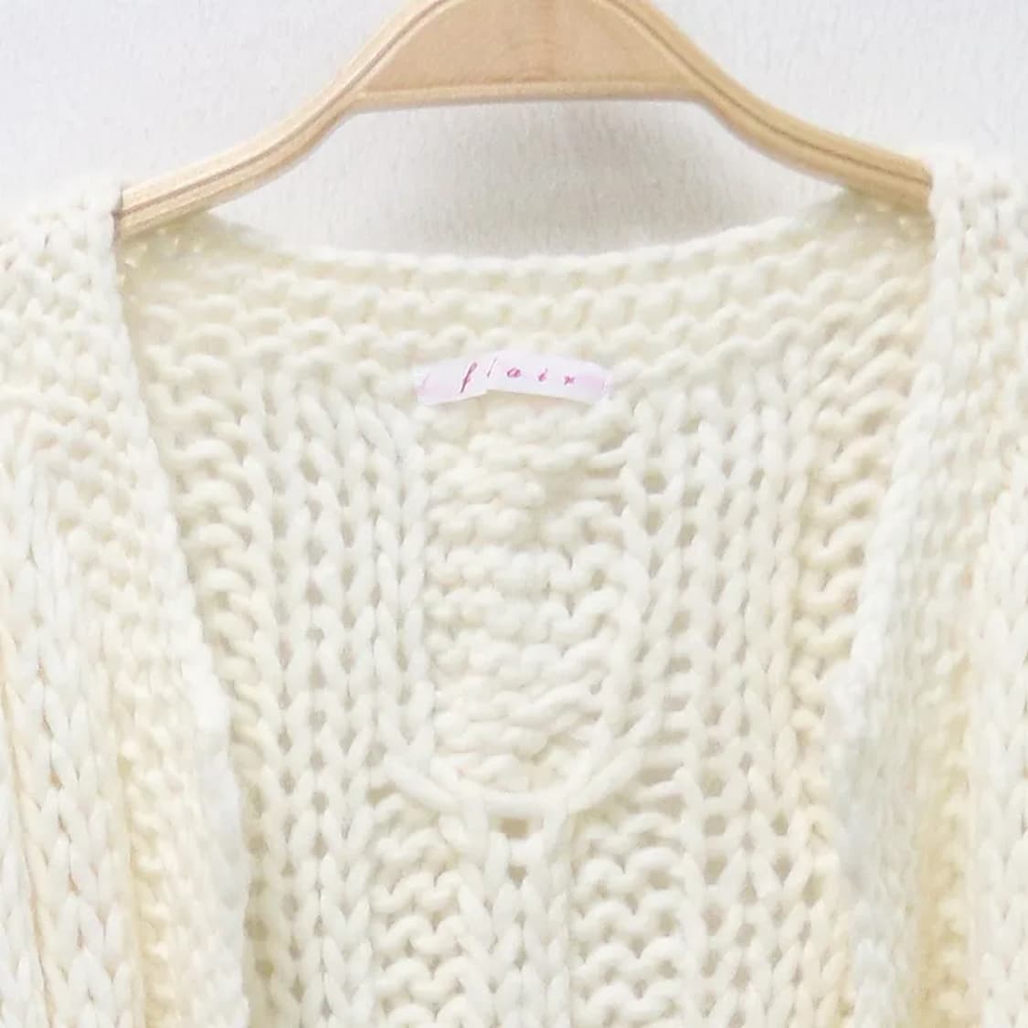 FLAIR 히메갸루 울 혼방 꽈배기 가디건 63057 상품이미지3