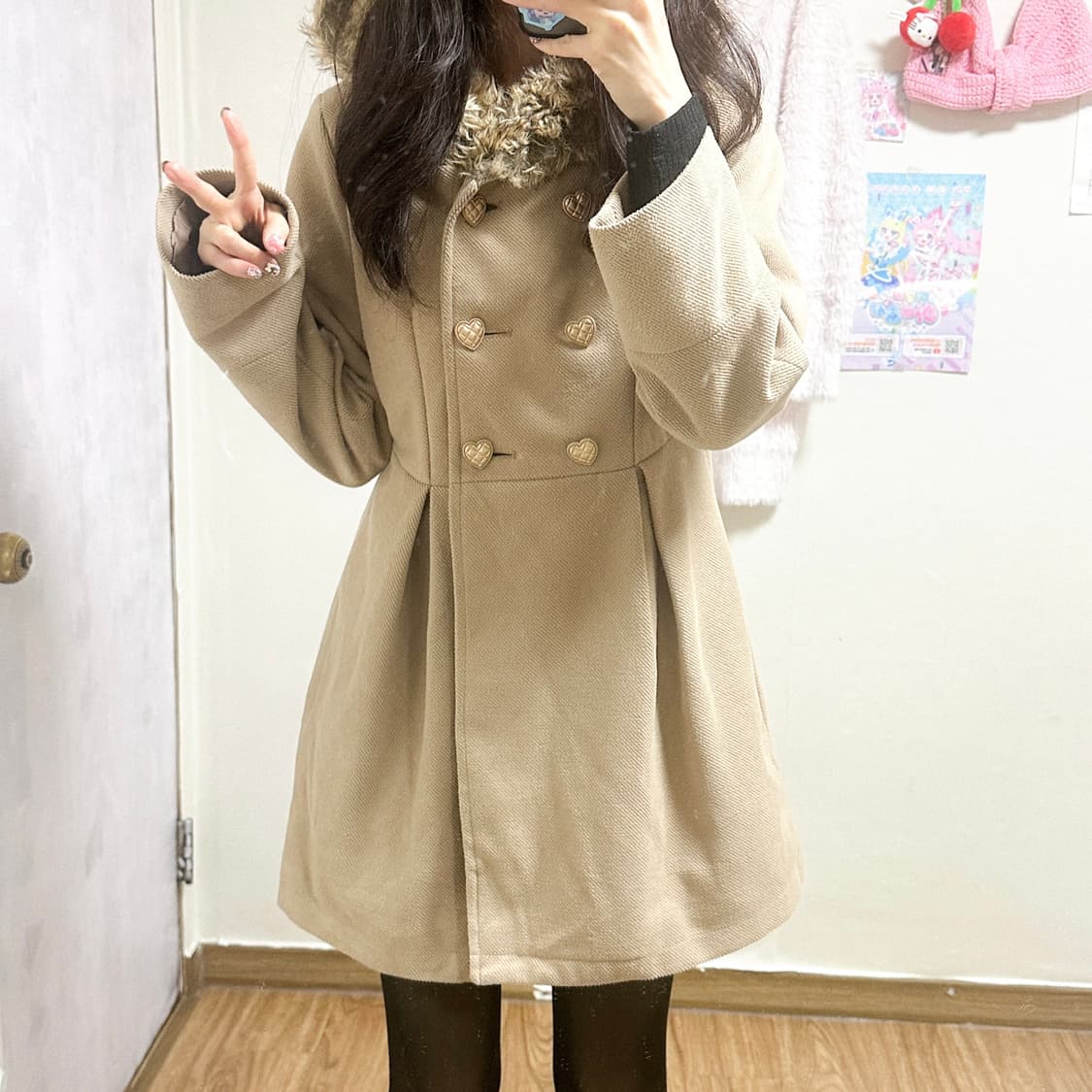 빈티지 라떼 퍼 코트 히메갸루 로걀 히메카지 오네갸루 헤이세이 공겜여주 상품이미지1