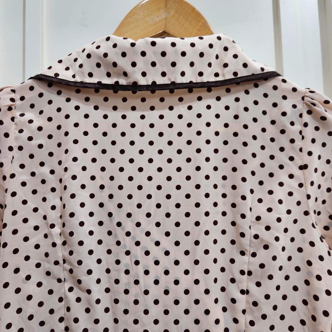 앙크루즈 핑크 도트 반팔 원피스 더블버튼 상품이미지5