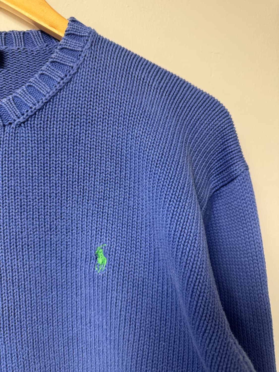 폴로 랄프로렌 빈티지 폴로 라운드넥 스카이블루 코튼 니트 M 상품이미지2