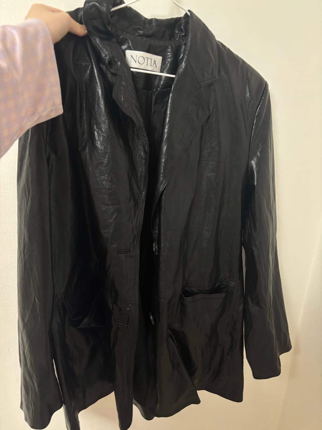 노티아 오버핏 싱글 레더 자켓 상품이미지2