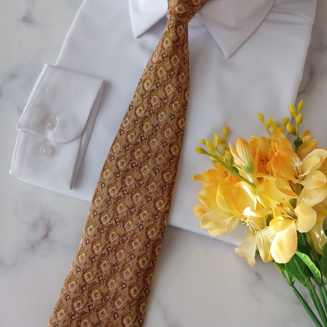 레노마 실크 브라운 패턴 넥타이 9.4cm A+등급 A19358
 상품이미지6