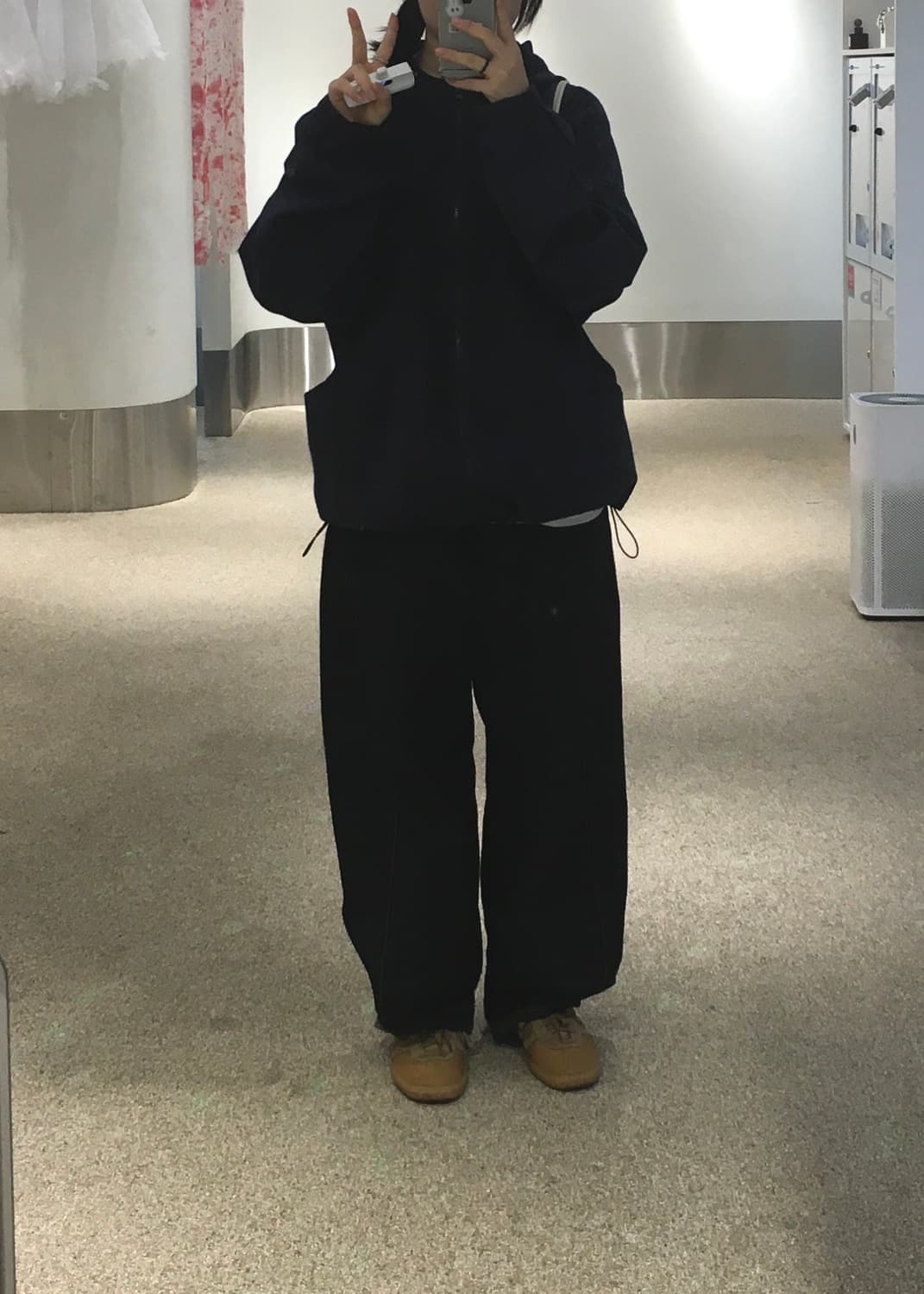 썸플레이스 잔체크 투 포켓 스트링 오버핏 캐주얼 후드 집업 [블루] 상품이미지2