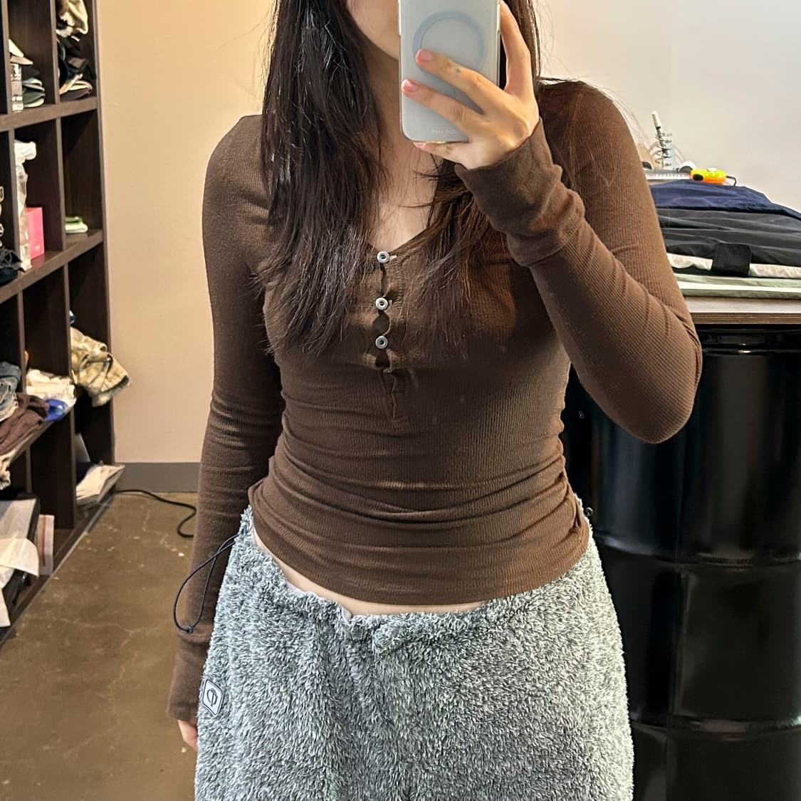 브라운 버튼 롱 슬리브 상품이미지7