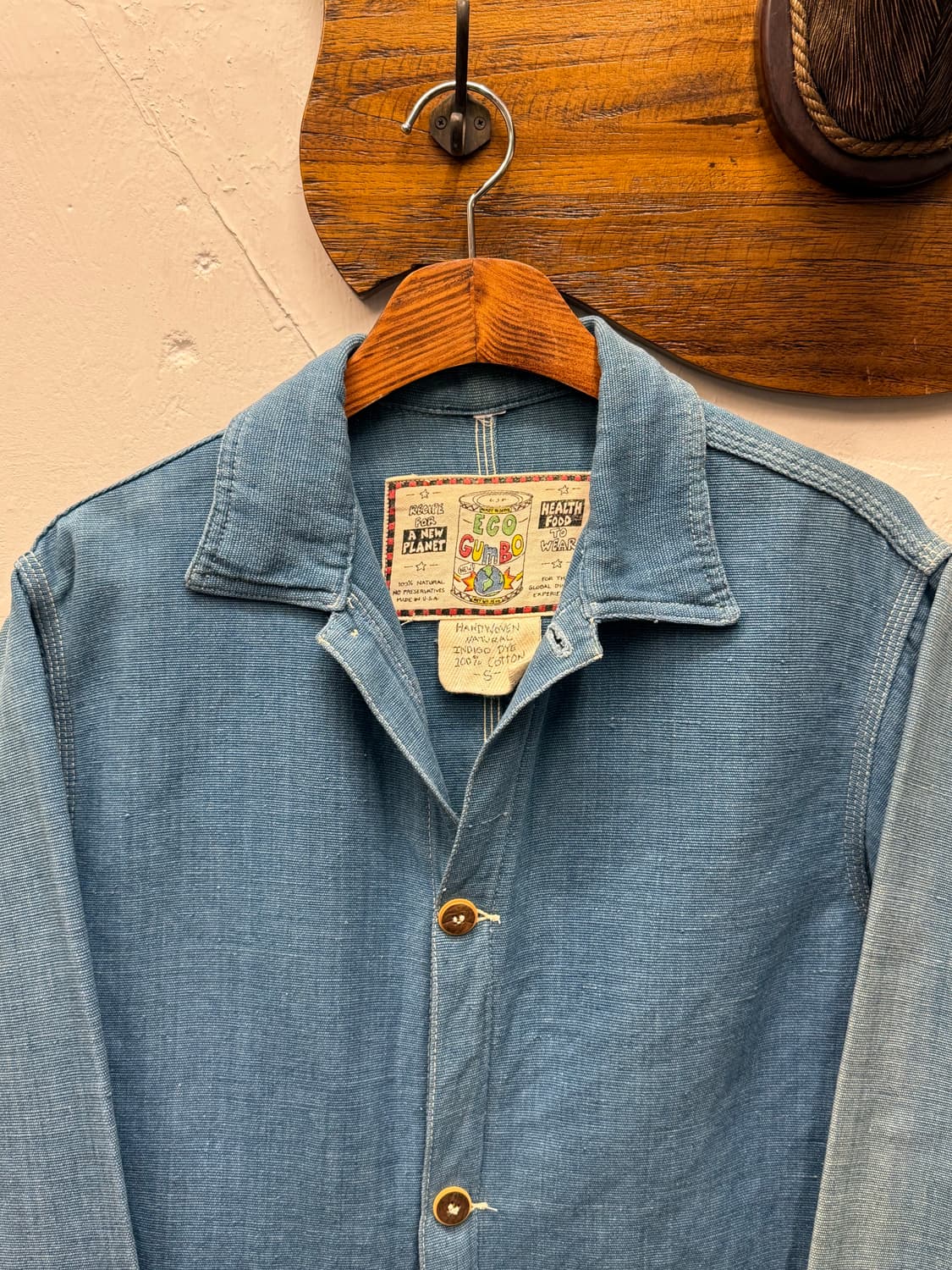 90s USA Indigo Cotton Chore Jacket 상품이미지2