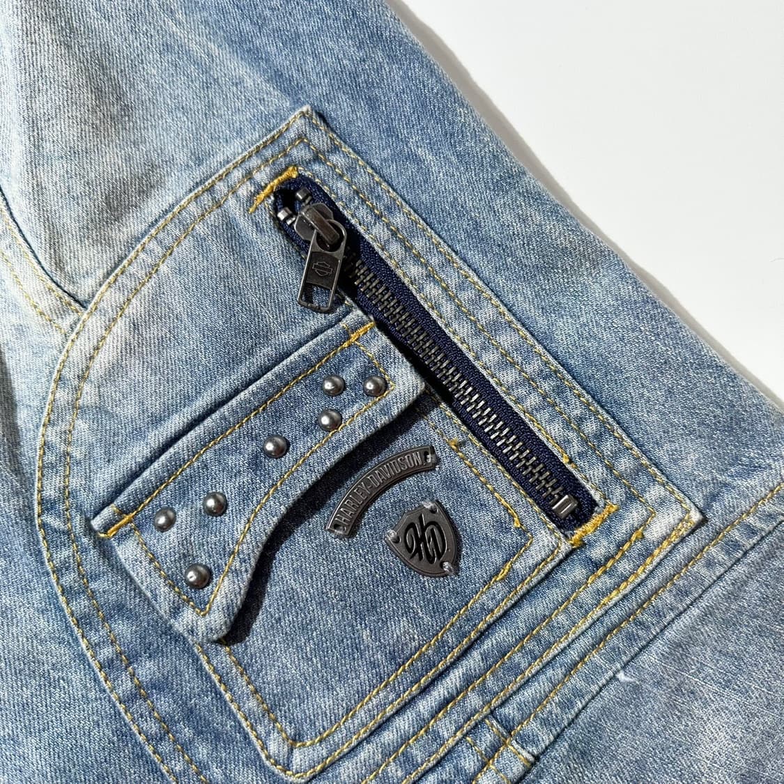 (매장판) 할리데이비슨 데님 패치워크 베스트 상품이미지6