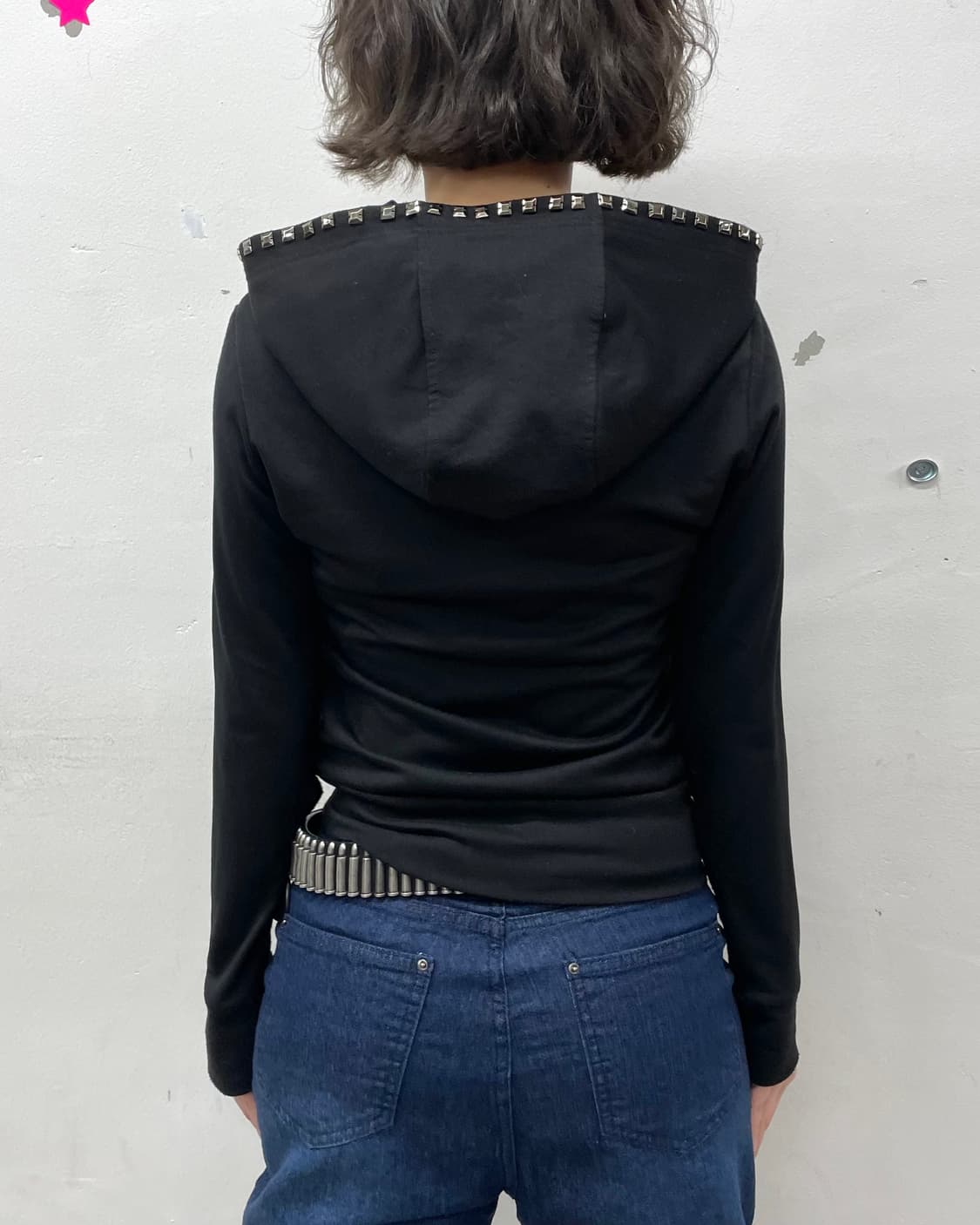 Hoodie Stud Black Sexy Hoodie Zip-Up  상품이미지3