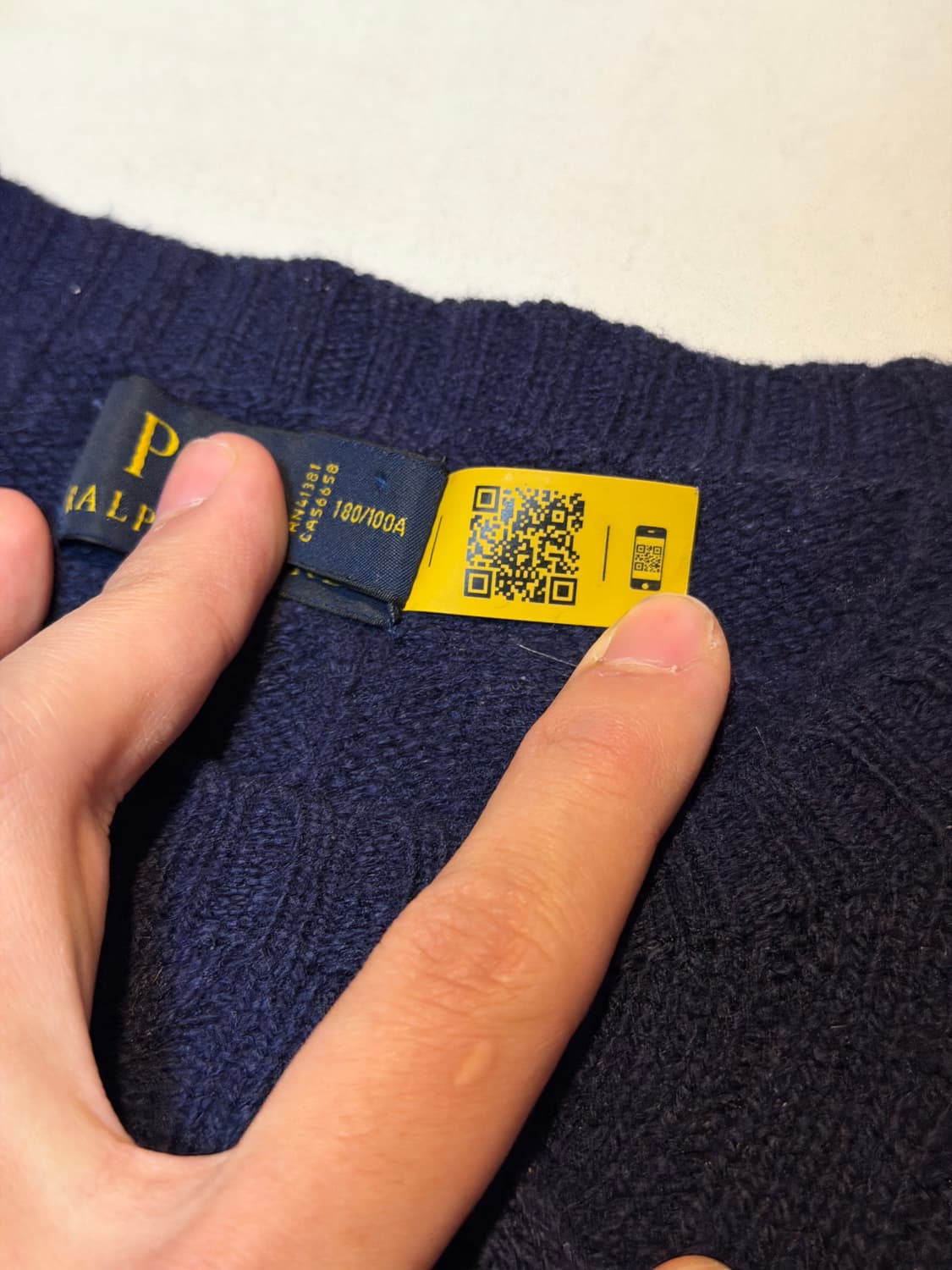 폴로 랄프로렌 캐시미어 울 꽈배기 케이블 니트 네이비 상품이미지3