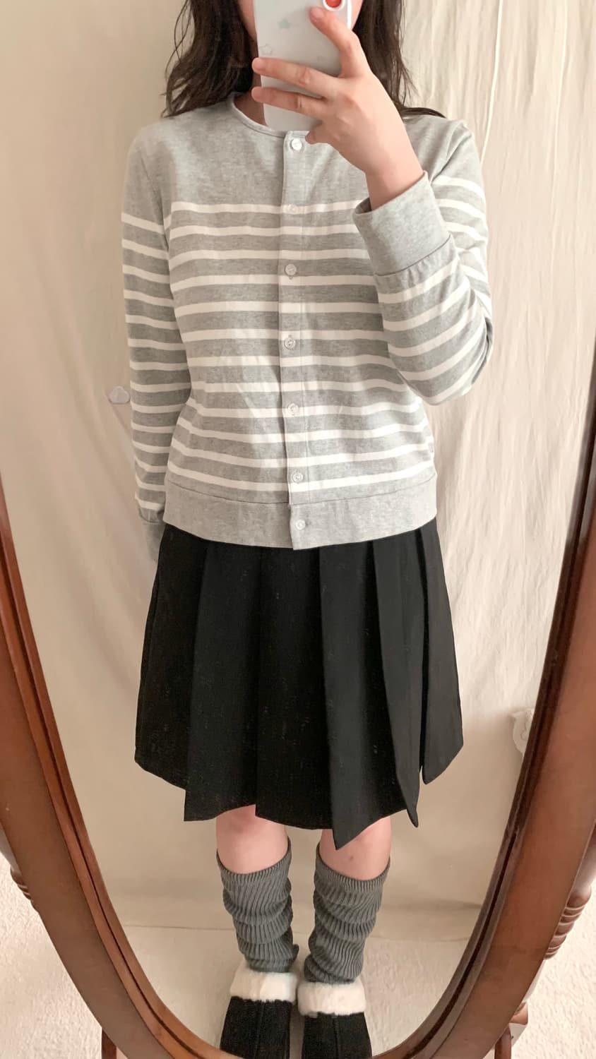 프레피 연그레이 스트라이프 가디건 상품이미지3