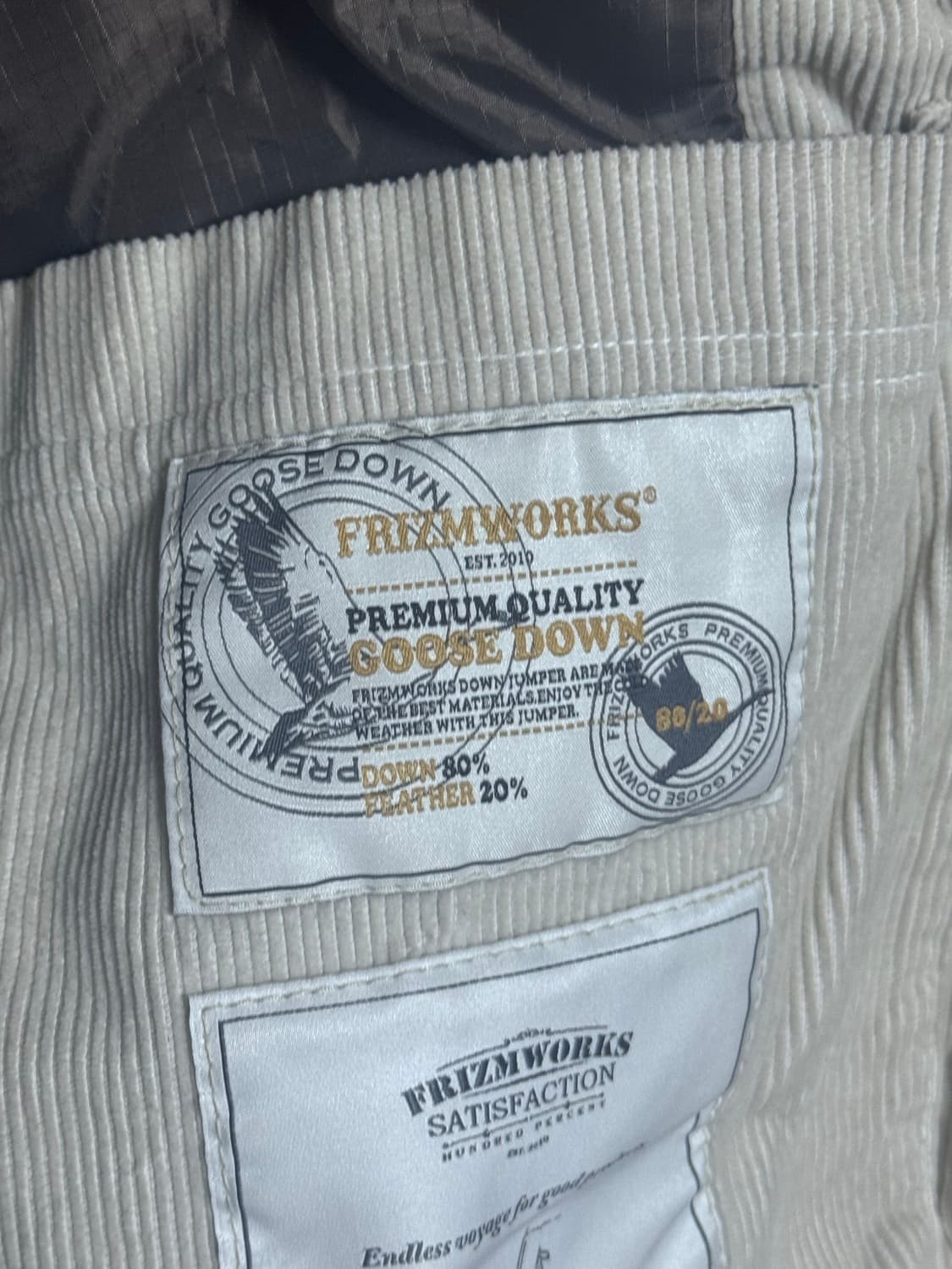 프리즘웍스 코듀로이 구스다운 패딩 상품이미지3