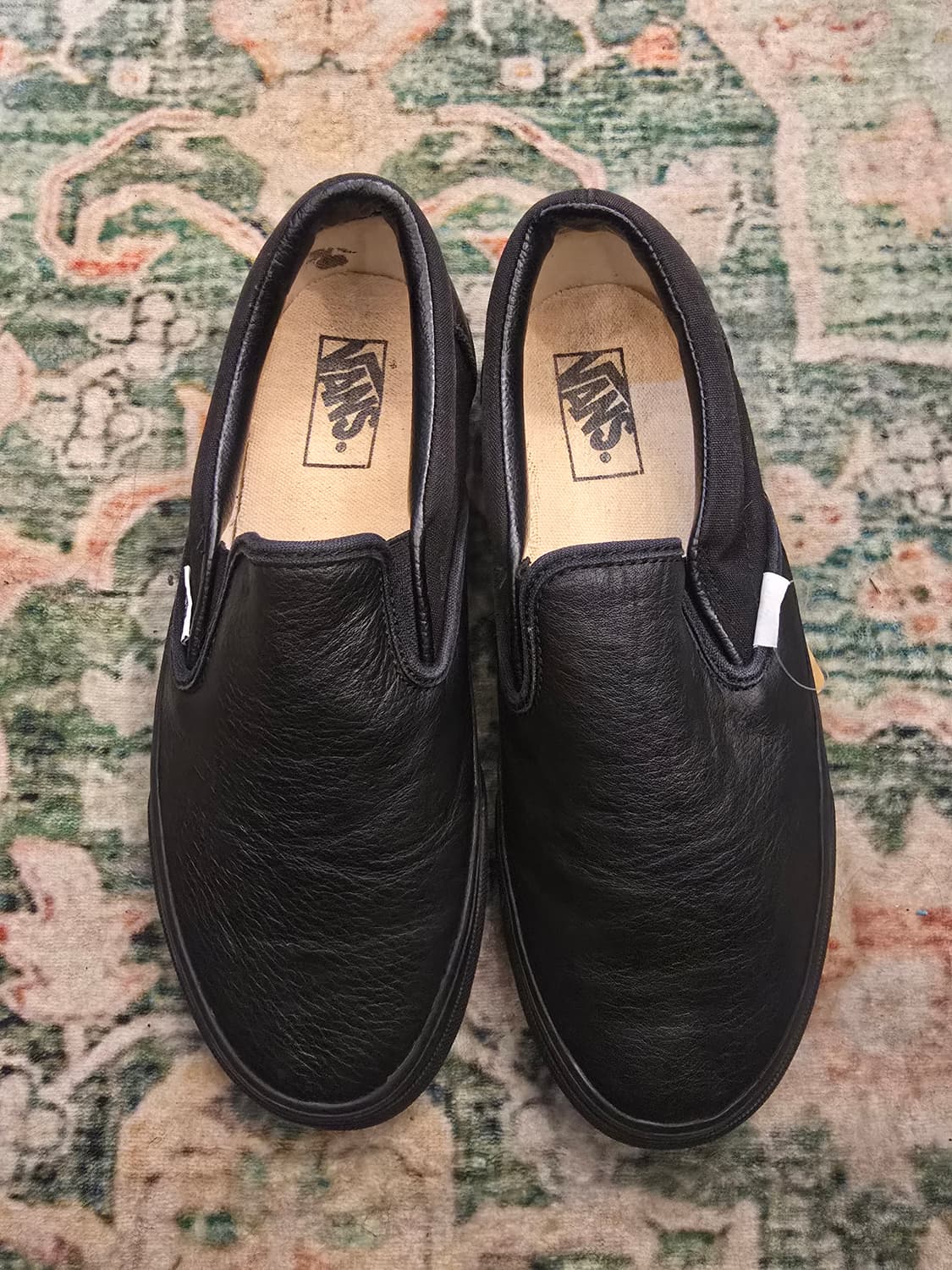 반스90s Vans클래식 슬립온 (레더) 블랙:트루 화이트 스니커즈 상품이미지1