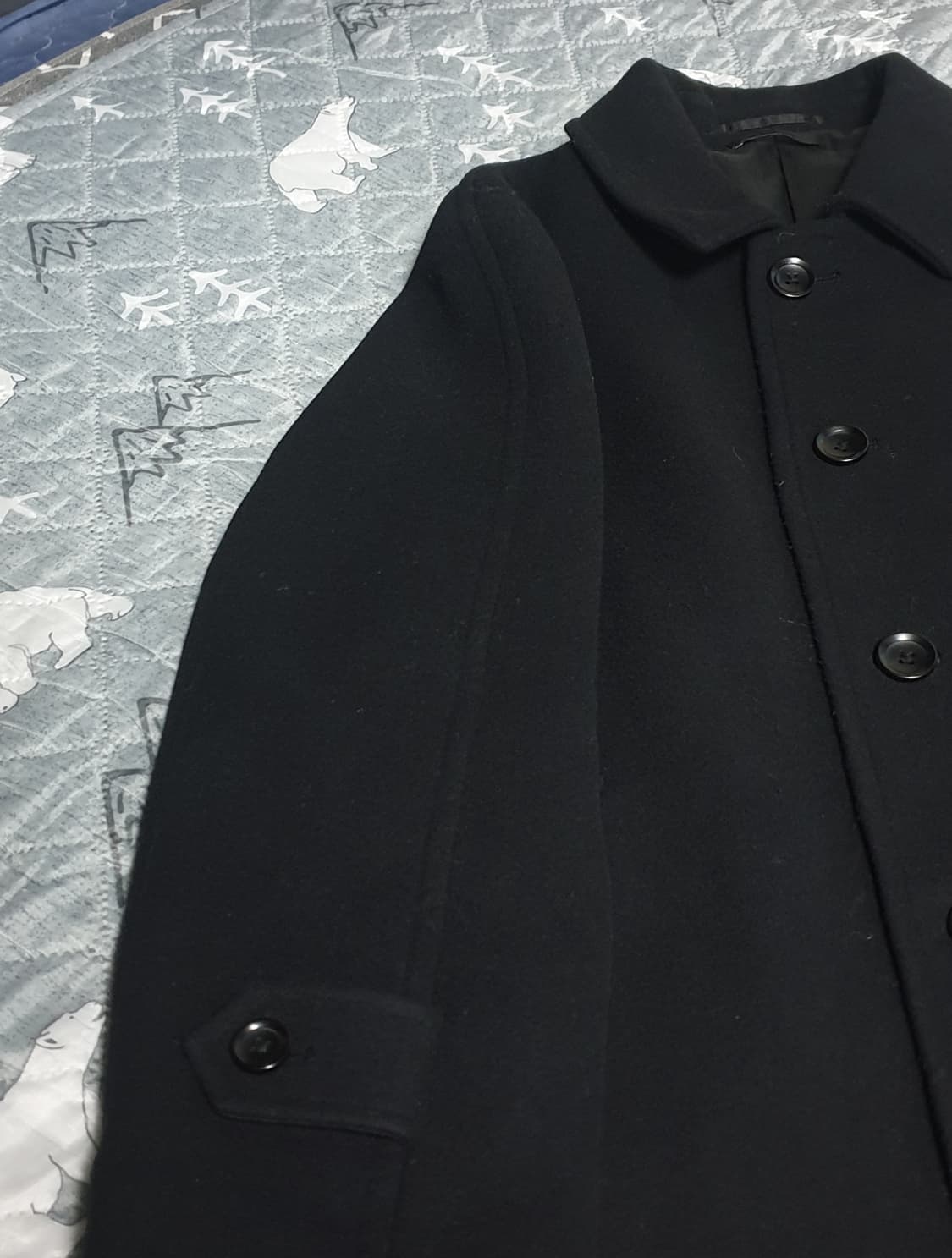 유니클로 울 혼방 발마칸 코트 블랙 (L) 상품이미지3