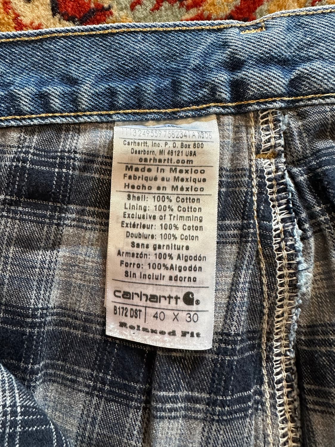 Carhartt B172 릴렉스드 핏 '체크 라이닝' 데님 팬츠  상품이미지4