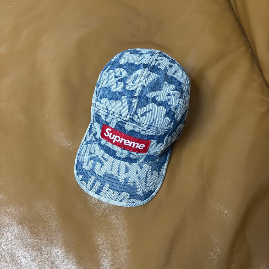 슈프림 캠프캡 모자 박스로고 워시드 데님 상품이미지5