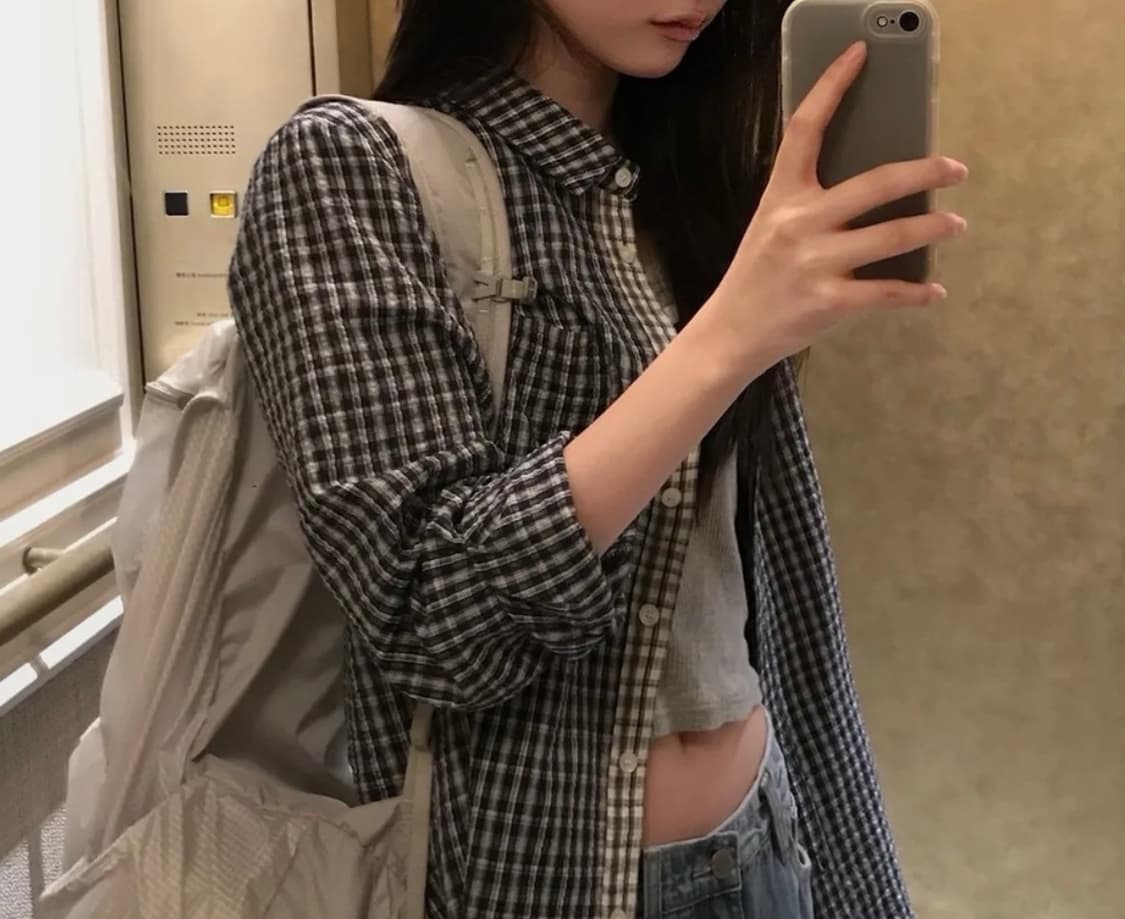 멜브 오버핏 체크 셔츠 ( 네이비 ) 상품이미지1