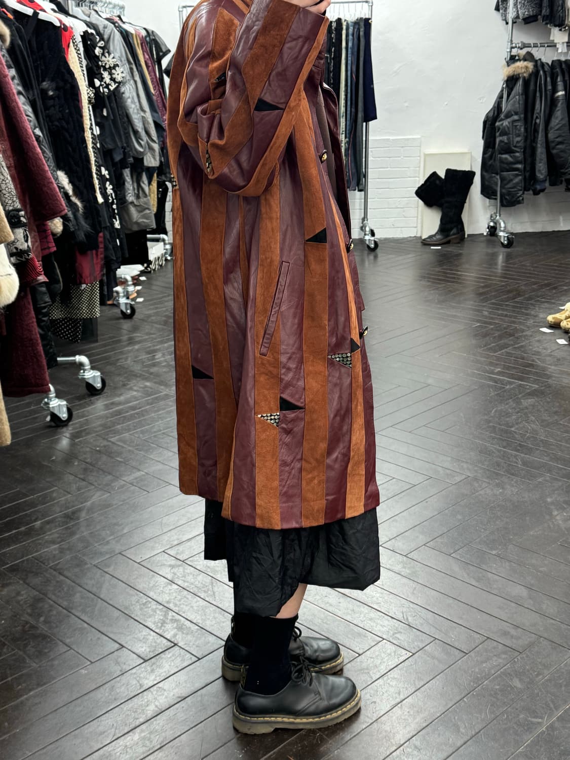 vtg long leather coat 상품이미지1