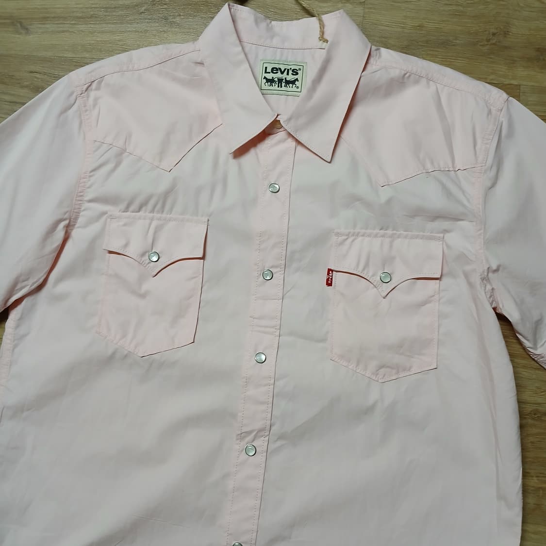미사용 일본판 리바이스 levis 연핑크 웨스턴 반팔 셔츠 남방 상품이미지3