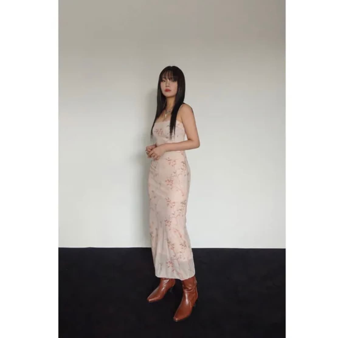 블라썸 플라워 메쉬 셔링 원피스 드레스 상품이미지2