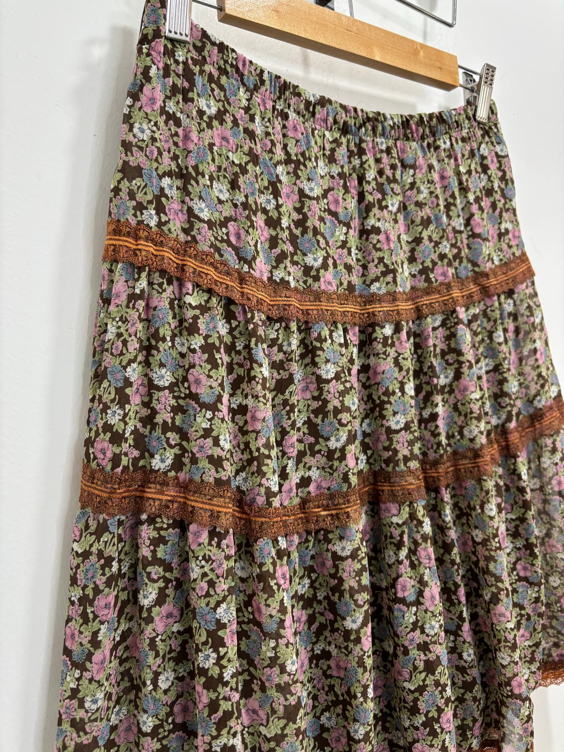 일본 빈티지 모리걸 플라워 레이스 쉬폰 스커트 치마 상품이미지2