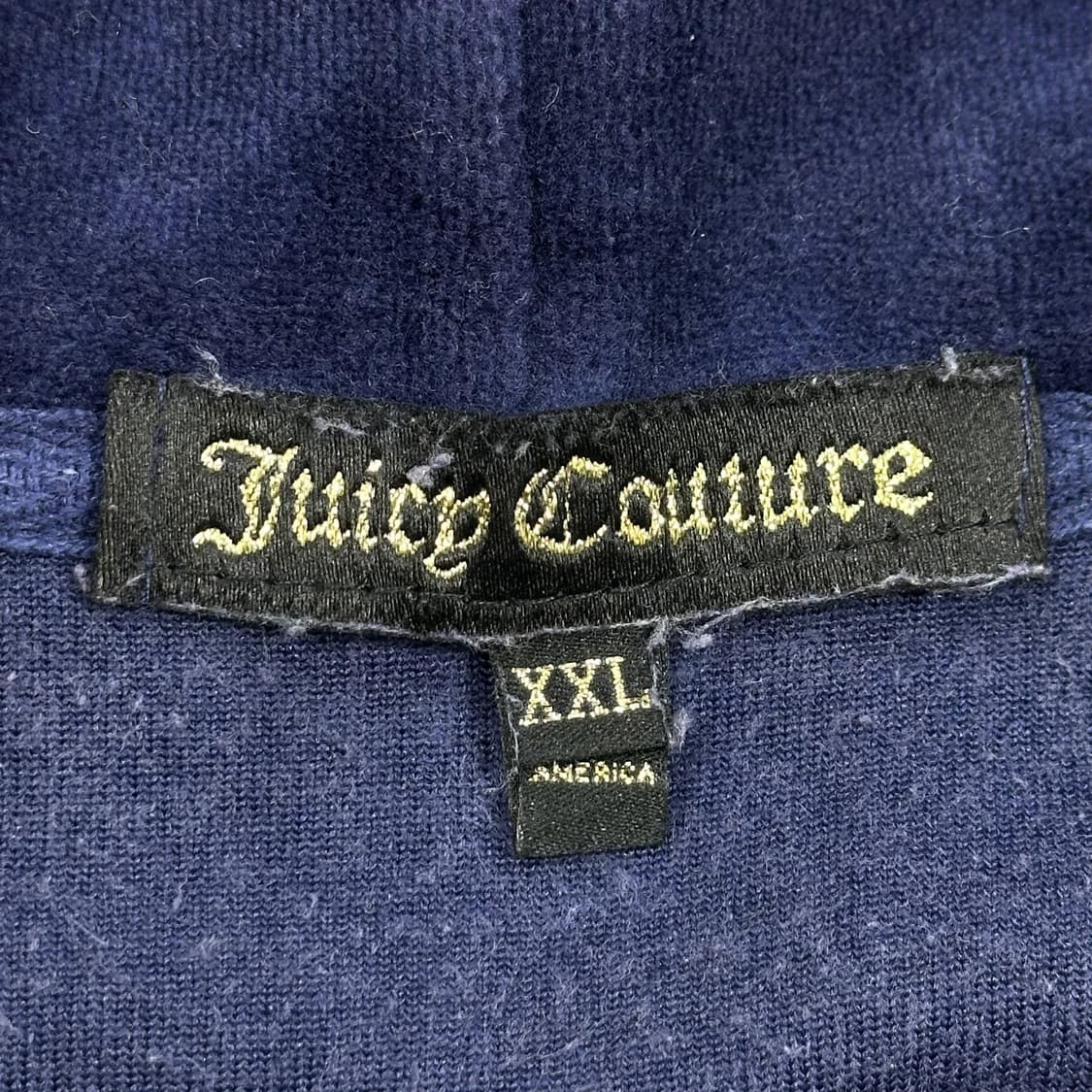 쥬시꾸뛰르 y2k 여성 벨벳 후드집업 네이비 여성S 상품이미지5