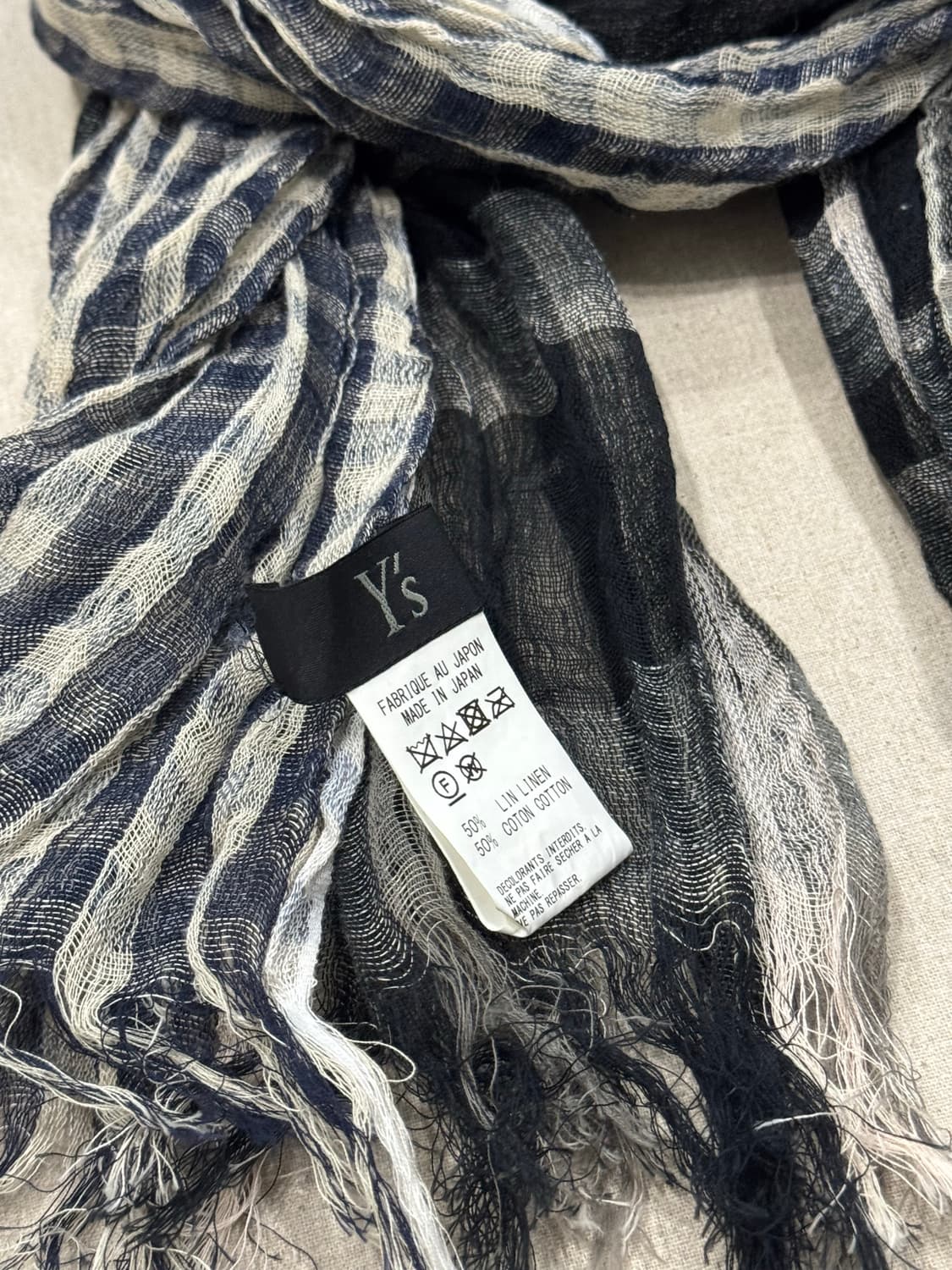 요지야마모토 믹스드 체크 린넨코튼 머플러 상품이미지5