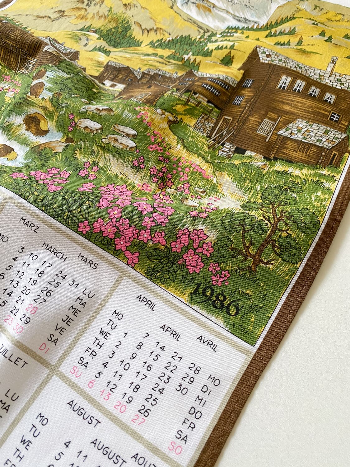 유럽 빈티지 캘린더 패브릭 (1986) 상품이미지1