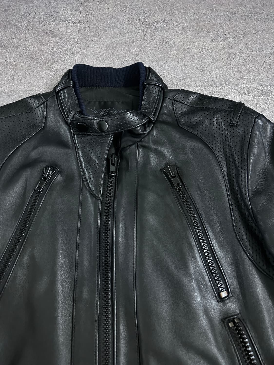 멀티 지퍼 판넬 레더 자켓 상품이미지3