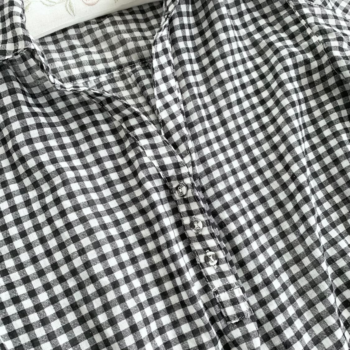 리본 블라우스 ♥ 레이스 깅엄체크 블라우스 상품이미지5