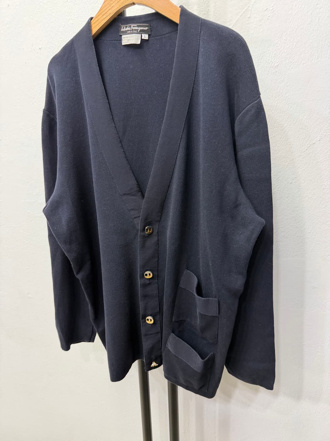 정품) 페라가모 네이비 가디건 L 상품이미지3