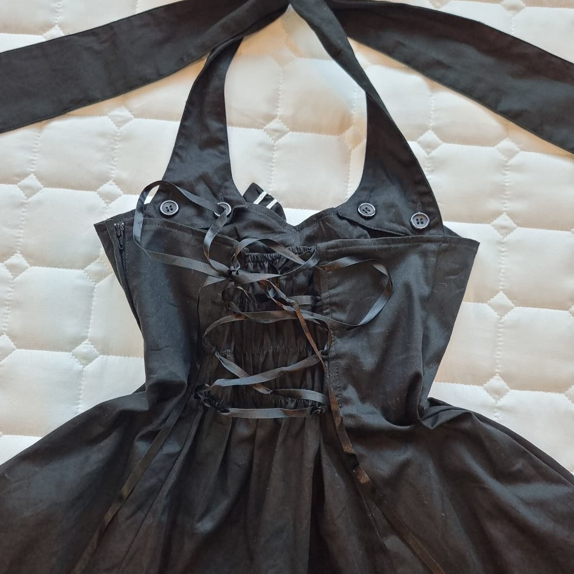 바디라인BODYLINE 블랙 세일러 리본 홀터 원피스 상품이미지6