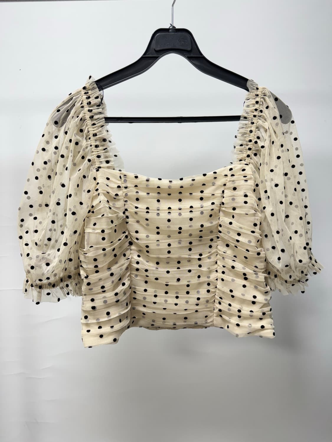 H&M 매쉬 도트 크롭 블라우스 상품이미지3