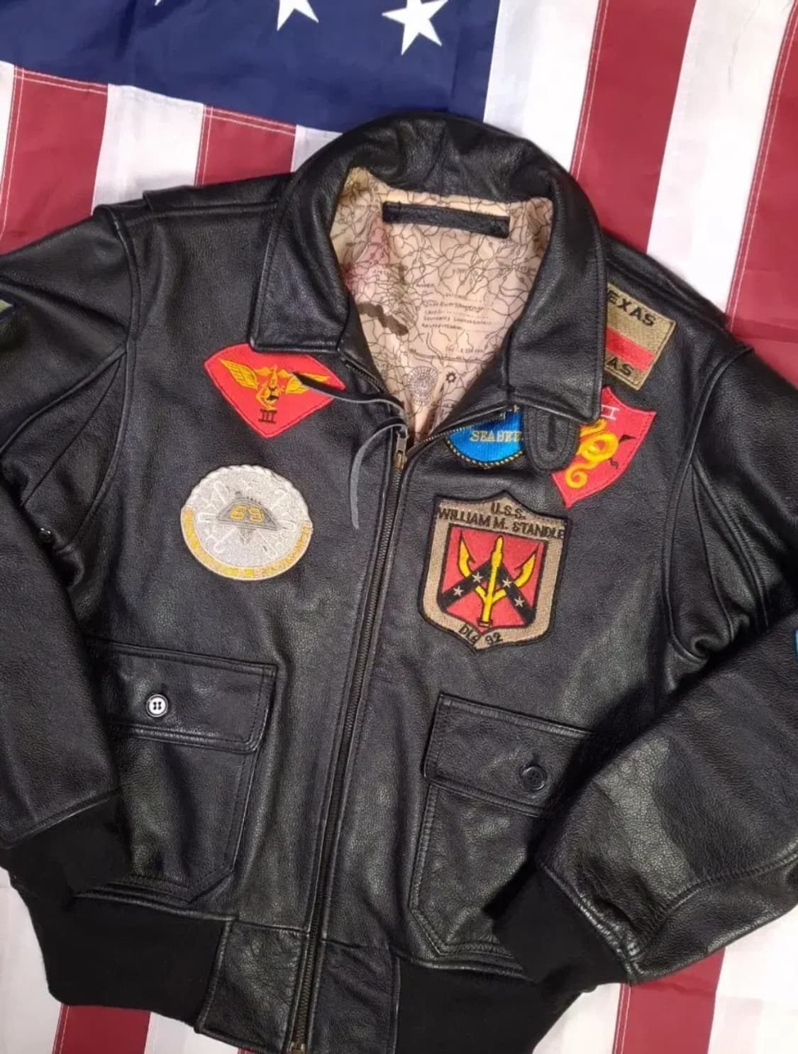 새제품 일본판 빈티지 탑건 미해군 G-1 리얼레더 항공자켓 상품이미지3