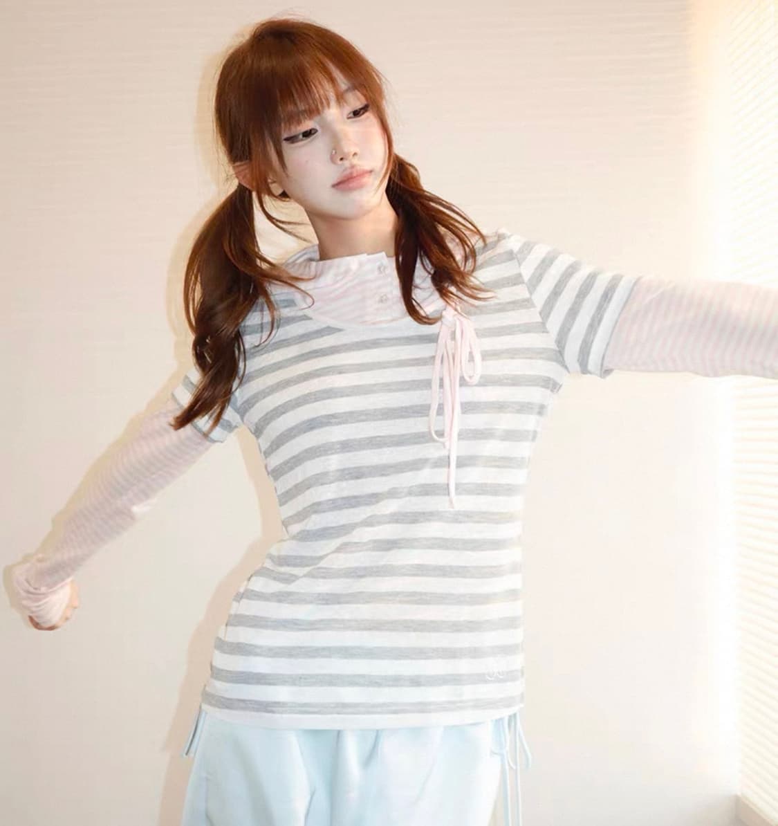 rrichu 레이어드 후드 긴팔 티셔츠 빈티지 일본 중국 디얼마이키코 상품이미지3