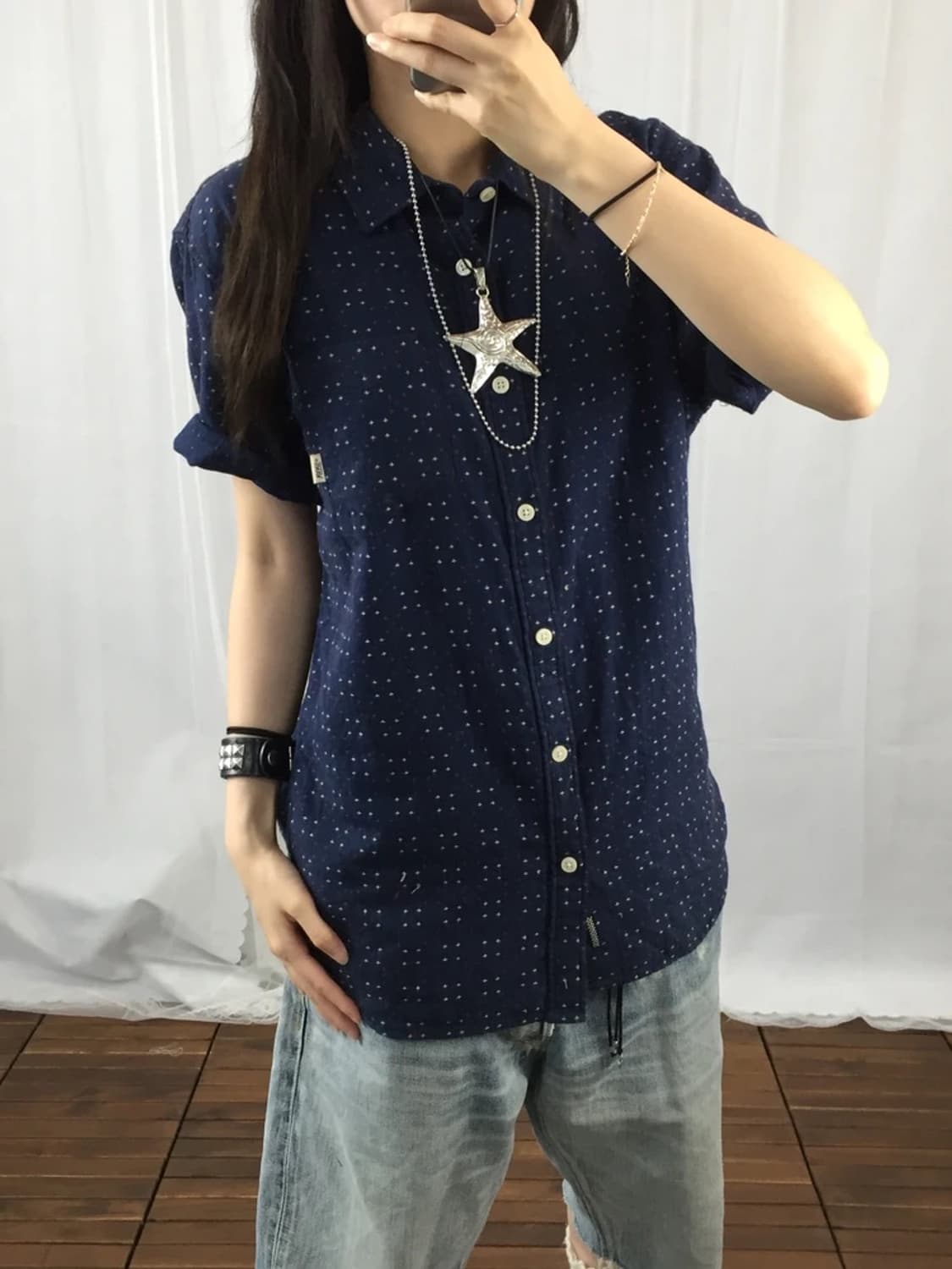 Vans Tailored Fit Dot Shirt Navy 상품이미지2