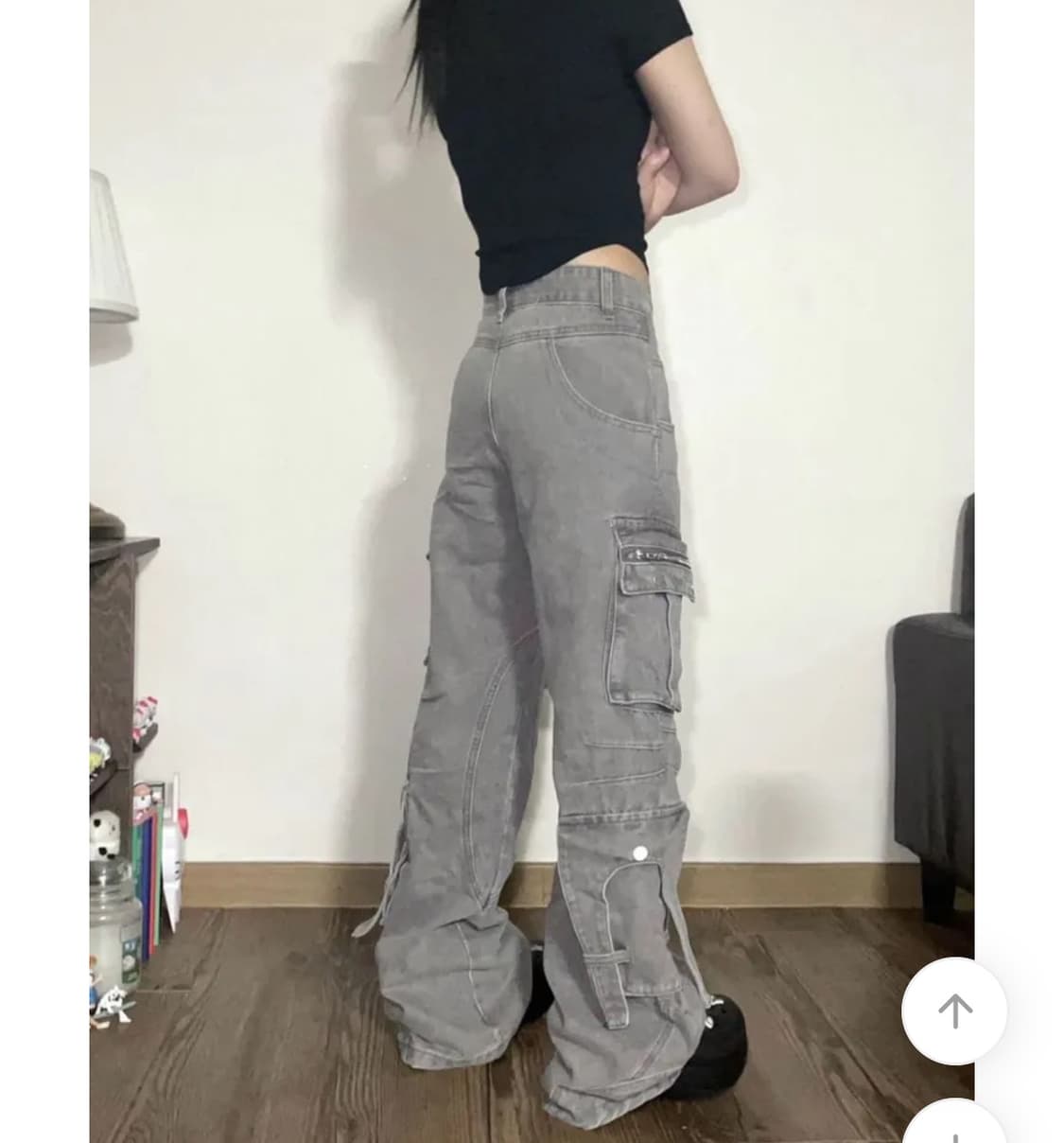 블루하츠 멀티 카고 지퍼 포켓 부츠컷 그레이 데님 팬츠 s 상품이미지2