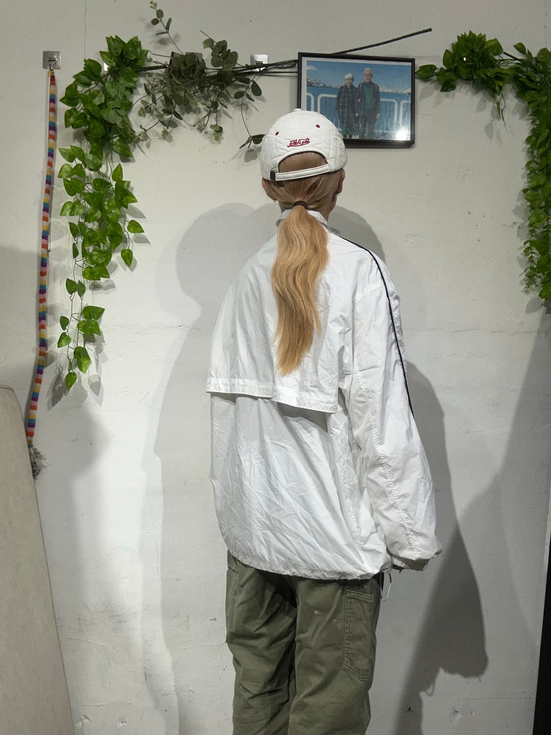 리복 화이트 블랙 사이드 라인 바람막이 자켓 M 상품이미지5
