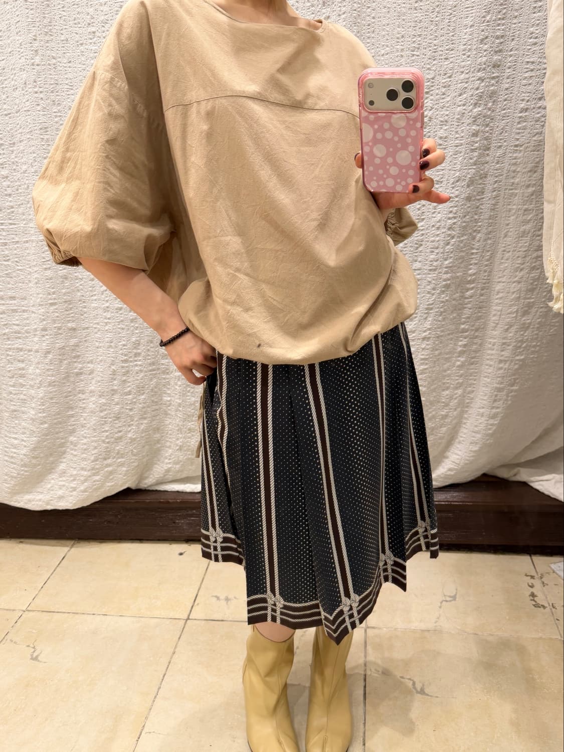 Satin dot midi skirt 상품이미지3