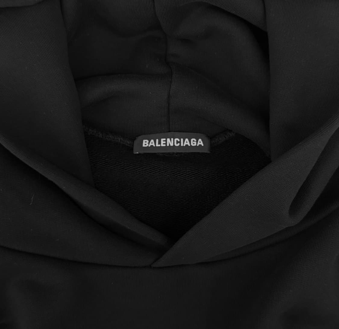 [M] 발렌시아가 남성 아트워크 리얼 로고 라지핏 후드 티셔츠 블랙 상품이미지6
