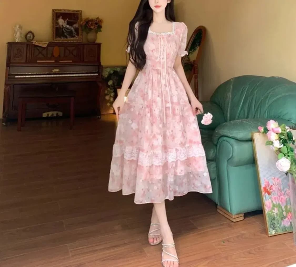 핑크 쉬폰 롱원피스  상품이미지8