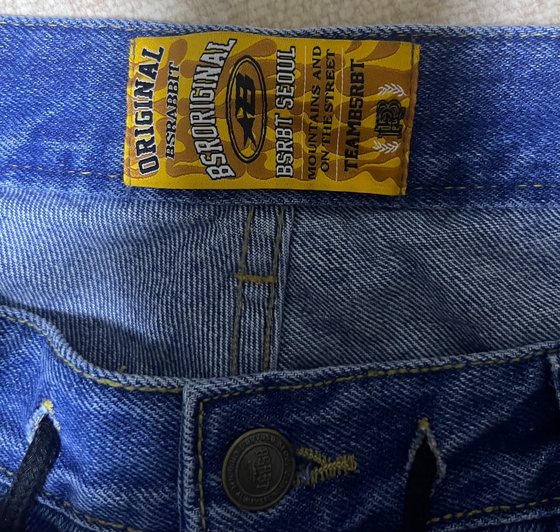 [L] 비에스래빗 미드90 배기 데님 딥블루 상품이미지4