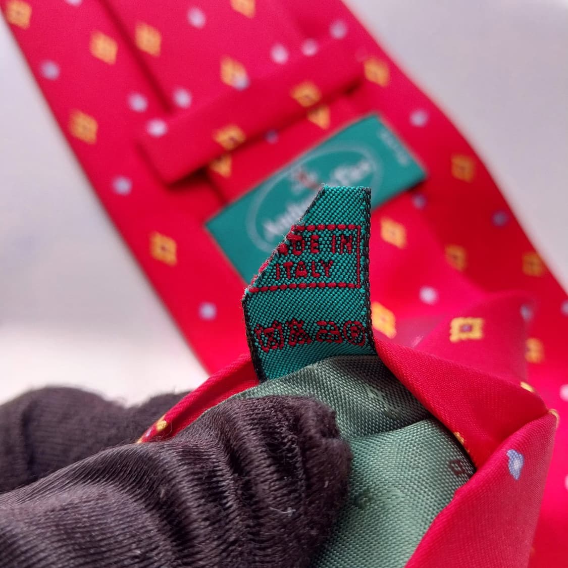 앤드류스타이 실크 레드 기하 패턴 넥타이 9.3cm A등급 K2316 상품이미지8